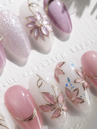 Clematis-Visionaria press-on nails by Joyee Nails