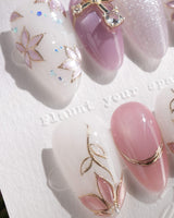 Clematis-Visionaria nails — Elegant Taro Purple, Hand-painted by Joyee Nails