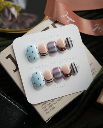 Cocoa Dot extra short squoval press-on nails
