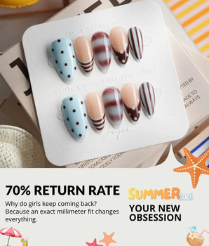Cocoa Dot Short Almond press on nails, handmade custom nails by Joyeenails