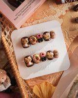 Cocoa Kitty Brown Color nails with chocolate brown dessert details and cute 3D character accents