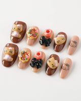 Cocoa Kitty Brown Color in medium oval shape with chocolate brown 3D character details