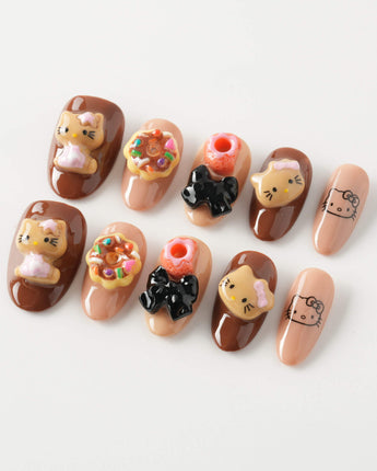 Cocoa Kitty Brown Color in medium oval shape with chocolate brown 3D character details