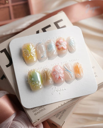 Color Rush Short Square press on nails, handmade custom nails by Joyeenails