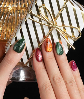 Confetti Pop press-on nails — Multicolor Gemstone Palette, Metallic