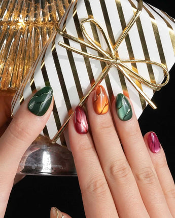 Confetti Pop press-on nails — Multicolor Gemstone Palette, Metallic