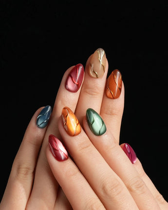 Confetti Pop nails — Multicolor Gemstone Palette, Metallic by Joyee Nails