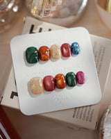Confetti Pop nails in extra short squoval — Multicolor Gemstone Palette, Metallic