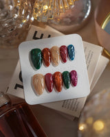 Confetti Pop nails in medium almond — Multicolor Gemstone Palette, Metallic