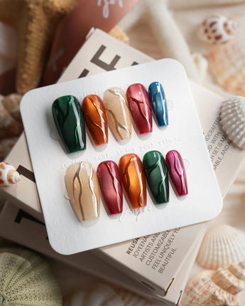 Confetti Pop Medium Coffin press on nails, handmade custom nails by Joyeenails