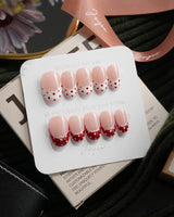 Coquette Dot Short Oval press-on nails
