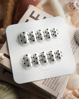 Cosmo Dots extra short squoval press-on nails with retro polka dot nail art