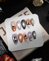 Costume Miffy handmade press-on nails in short almond shape by Joyee Nails