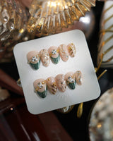 Countdown nails in extra short almond — Vintage Dark Green &