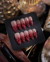 Crimson Queen press-on nails — Nude Pink to Black-Red