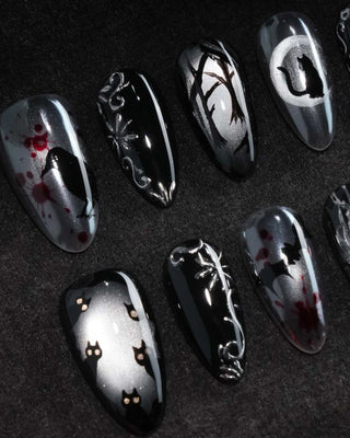Crow Moon press-on nails by Joyee Nails
