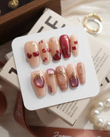 Crystal Berry Medium Coffin press on nails, handmade custom nails by Joyeenails
