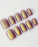 Brown Acrylic Cat-eye custom press-on nails — available in multiple shapes and sizes