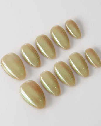 Aurora Mist custom press-on nails — available in multiple shapes and sizes
