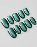 Emerald Green Nail Designs Cat-eye Nails custom press-on nails — available in multiple shapes and sizes