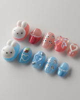 MIFFY XOXO custom press-on nails — available in multiple shapes and sizes