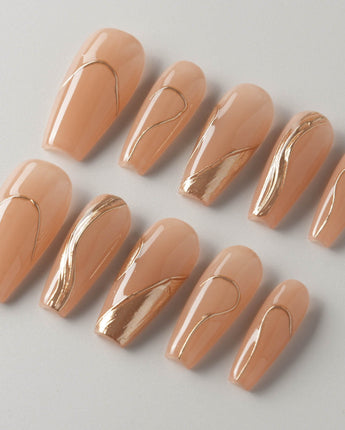 Poetic Glamour Nude custom press-on nails — available in multiple shapes and sizes