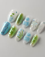 Lotus Breeze custom press-on nails — available in multiple shapes and sizes