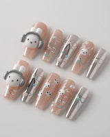 Miffy's Vacay reusable press-ons with cute vacation mood and chrome character detail