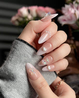Cute Bear Hug press-on nails in medium almond shape — cute nails