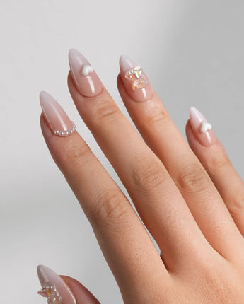 Cute Bear Hug press-on nails in short almond shape — cute nails