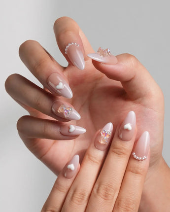 Cute Bear Hug nail art close-up showing cute nails details