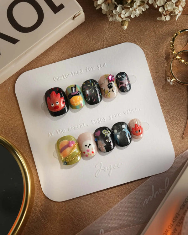 Cute Flame Elves nails — cartoon mix design flame by Joyee Nails