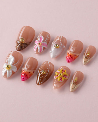 Tropical Nails Vibes cute tropical nails with playful vacation-ready flower details