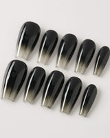 Cutting Edge press-on nails in medium coffin shape — Black ombre nails