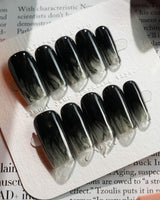 Cutting Edge press-on nails in medium square shape — Black ombre nails