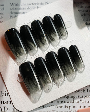 Cutting Edge press-on nails in medium square shape — Black ombre nails