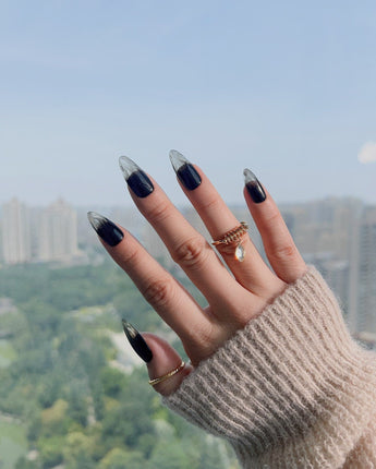 Cutting Edge press-on nails — Black ombre nails handmade nail art by Joyee Nails