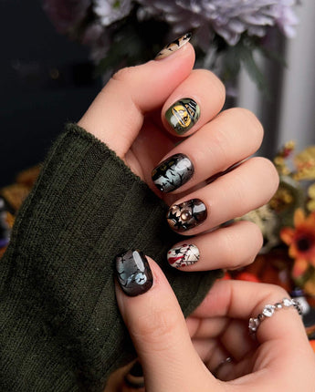 Spooky Night press-on nails — Vintage Halloween, Pumpkin Castle
