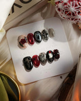 Dark Fairytale press-on nails — Black Red Gothic, 3D Rose Cross. handmade nail art by Joyee Nails