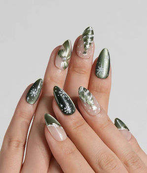 Pine Dream nails — Winter Christmas Green, 3D by Joyee Nails
