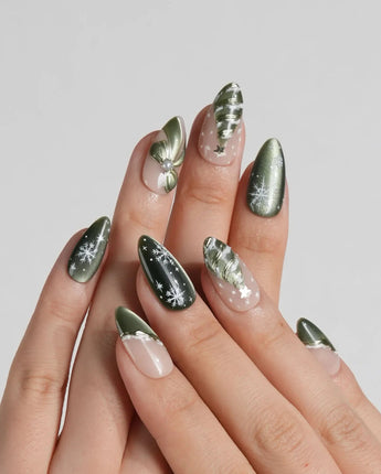 Pine Dream nails — Winter Christmas Green, 3D by Joyee Nails