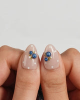Denim Berry custom press-on nails with washed denim color and raised berry details