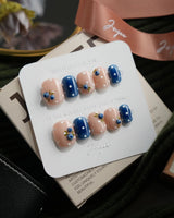 Denim Berry extra short squoval press-on nails
