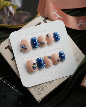 Denim Berry extra short squoval press-on nails