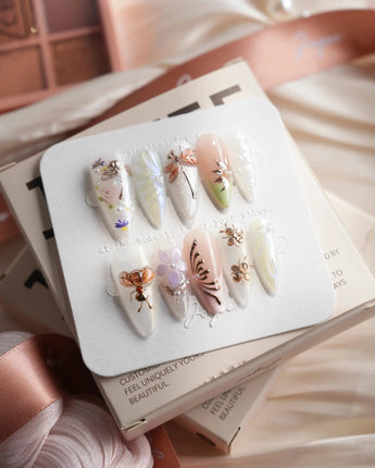 Dew Wing Medium Stiletto press on nails, handmade custom nails by Joyeenails