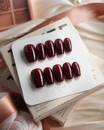 Diamond Gloss Short Coffin press on nails, handmade custom nails by Joyeenails