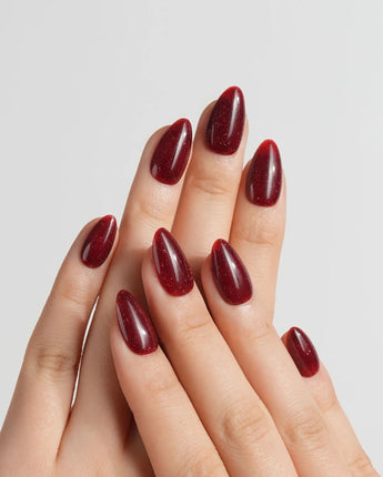 Diamond Gloss press-on nails — red Base, featuring a