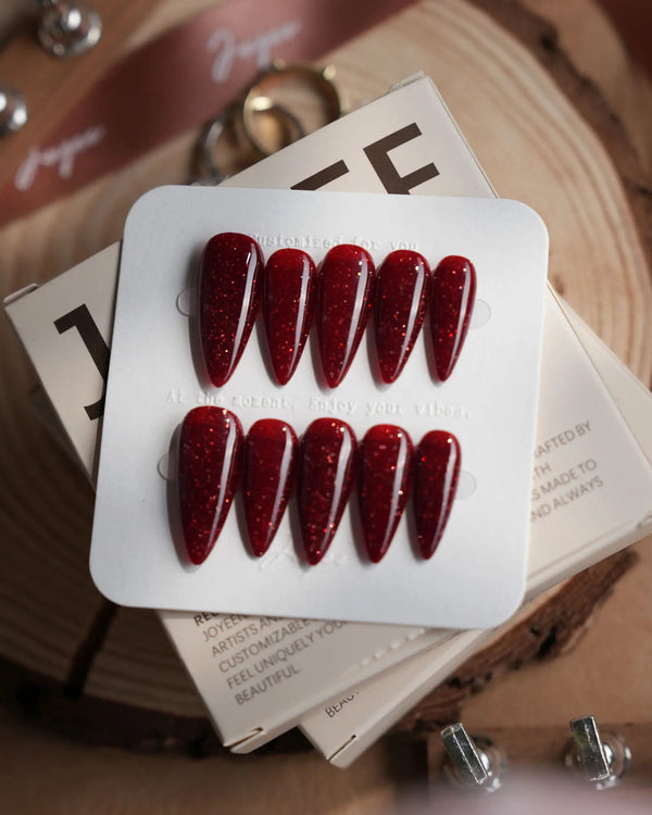 Diamond Gloss nails — red Base, featuring a by Joyee Nails