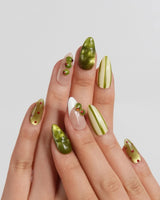 Dirty Martini Short Almond press on nails, handmade custom nails by Joyeenails