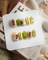 Dirty Martini Extra Short Square press on nails, handmade custom nails by Joyeenails